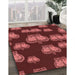 Patterned Maroon Red Rug in Family Room, pat2927rd