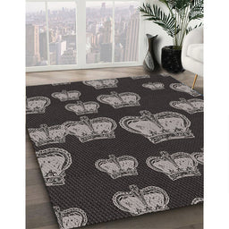 Patterned Mid Gray Novelty Rug in Family Room, pat2927
