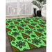 Patterned Dark Forest Green Rug in Family Room, pat2928grn