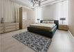 Patterned Black Rug in a Bedroom, pat2928gry