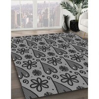 Patterned Black Rug, pat2928gry
