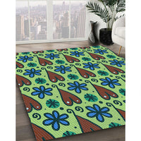Patterned Green Rug, pat2928lblu