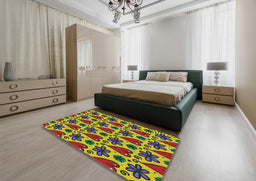 Patterned Bakers Brown Novelty Rug in a Bedroom, pat2928