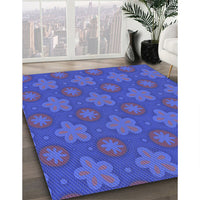 Patterned Blue Orchid Blue Rug, pat2929blu