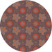 Square Patterned Brown Red Rug, pat2929brn