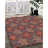 Patterned Brown Red Rug, pat2929brn