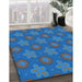 Patterned Azure Blue Rug in Family Room, pat2929lblu