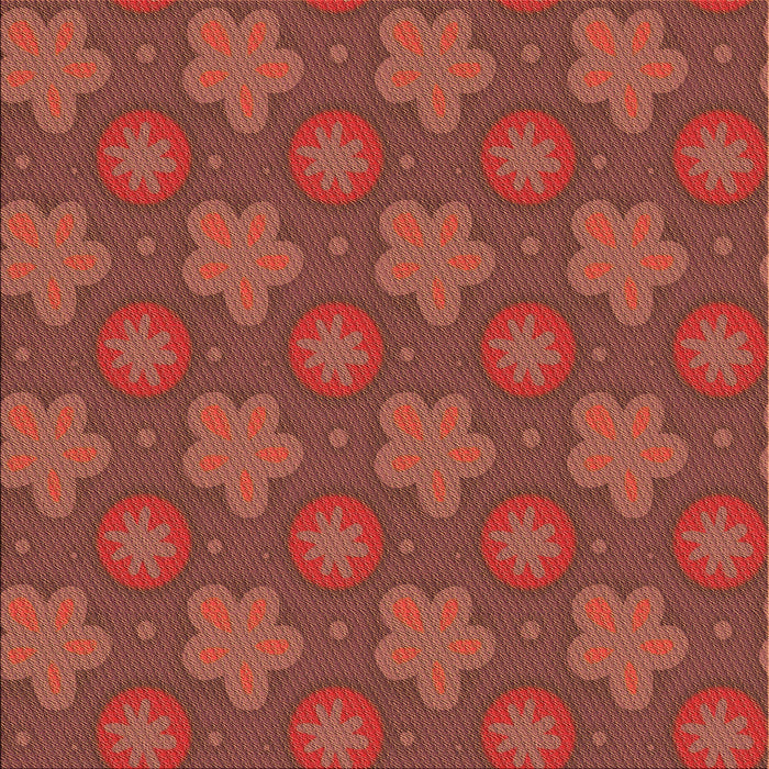 Round Patterned Red Rug, pat2929org