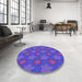 Round Patterned Amethyst Purple Rug in a Office, pat2929pur