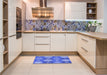 Patterned Sky Blue Rug in a Kitchen, pat293blu