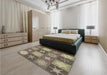 Patterned Coffee Brown Rug in a Bedroom, pat293brn