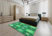 Patterned Lime Mint Green Rug in a Bedroom, pat293grn