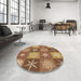 Round Patterned Mahogany Brown Rug in a Office, pat293org