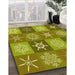 Patterned Dark Yellow Green Rug in Family Room, pat293yw