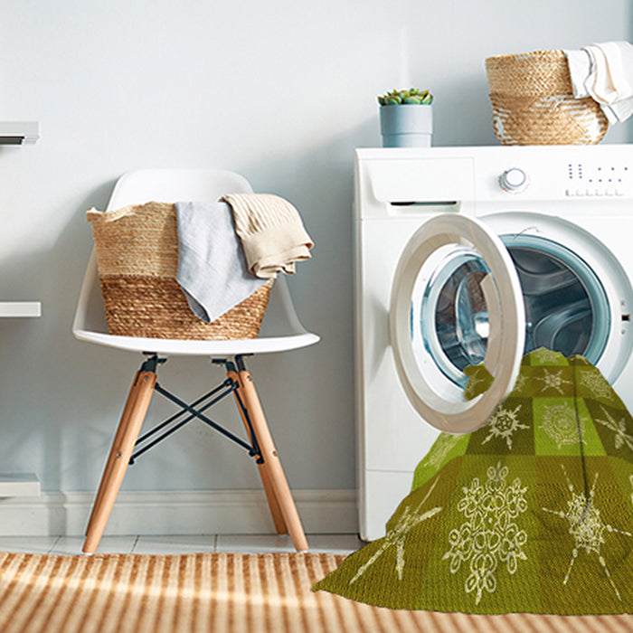 Machine Washable Transitional Dark Yellow Green Rug in a Washing Machine, wshpat293yw