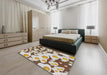 Machine Washable Transitional Sienna Brown Rug in a Bedroom, wshpat2930