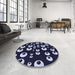 Round Patterned Light Purple Blue Rug in a Office, pat2931blu