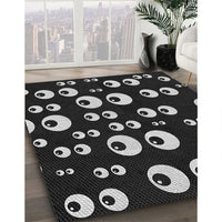 Patterned Black Rug, pat2931gry