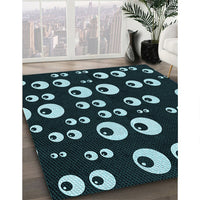 Patterned Black Rug, pat2931lblu