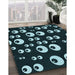 Patterned Black Rug in Family Room, pat2931lblu