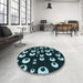 Round Patterned Black Rug in a Office, pat2931lblu