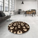 Round Patterned Black Brown Rug in a Office, pat2931org