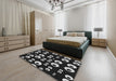 Patterned Black Novelty Rug in a Bedroom, pat2931