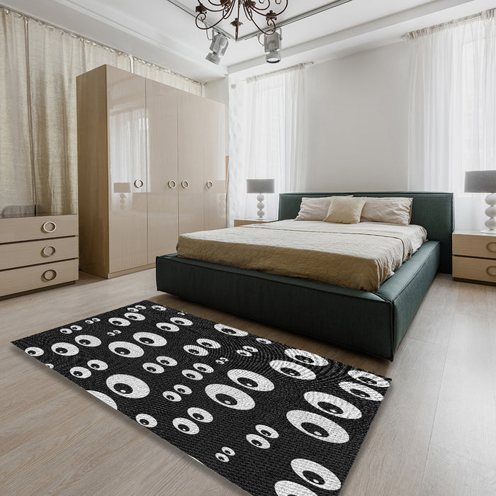 Machine Washable Transitional Black Rug in a Bedroom, wshpat2931