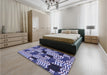 Patterned Blue Rug in a Bedroom, pat2933blu