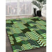 Patterned Pastel Green Rug in Family Room, pat2933grn