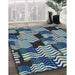 Machine Washable Transitional Northern Lights Blue Rug in a Family Room, wshpat2933lblu