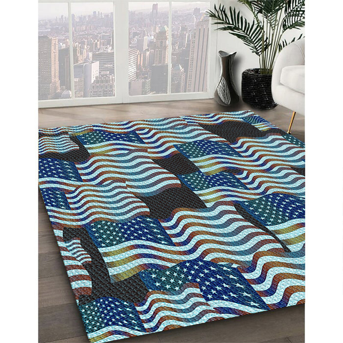 Patterned Northern Lights Blue Rug in Family Room, pat2933lblu