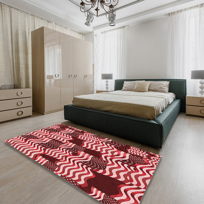 Patterned Light Coral Pink Rug in a Bedroom, pat2933rd