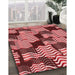 Machine Washable Transitional Light Coral Pink Rug in a Family Room, wshpat2933rd