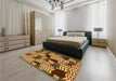 Patterned Metallic Gold Rug in a Bedroom, pat2933yw