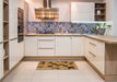 Patterned Metallic Gold Rug in a Kitchen, pat2933yw