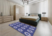 Patterned Purple Mimosa Purple Rug in a Bedroom, pat2934blu