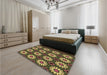 Patterned Brown Rug in a Bedroom, pat2934brn