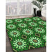Patterned Dark Forest Green Rug in Family Room, pat2934grn