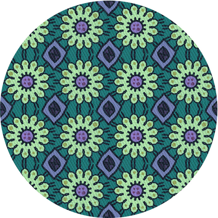 Square Machine Washable Transitional Emerald Green Rug in a Living Room, wshpat2934lblu