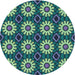 Square Patterned Emerald Green Rug, pat2934lblu