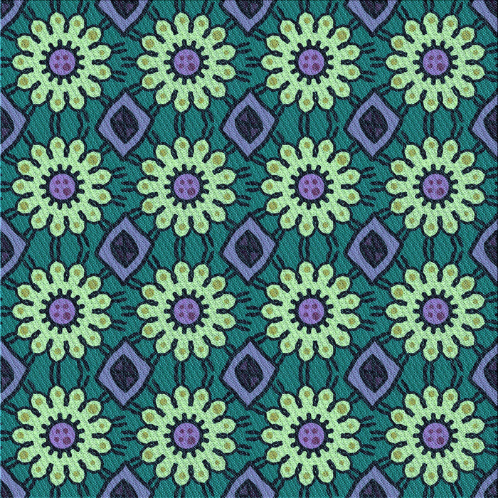 Round Patterned Emerald Green Rug, pat2934lblu