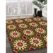 Patterned Orange Gold Rug in Family Room, pat2934org