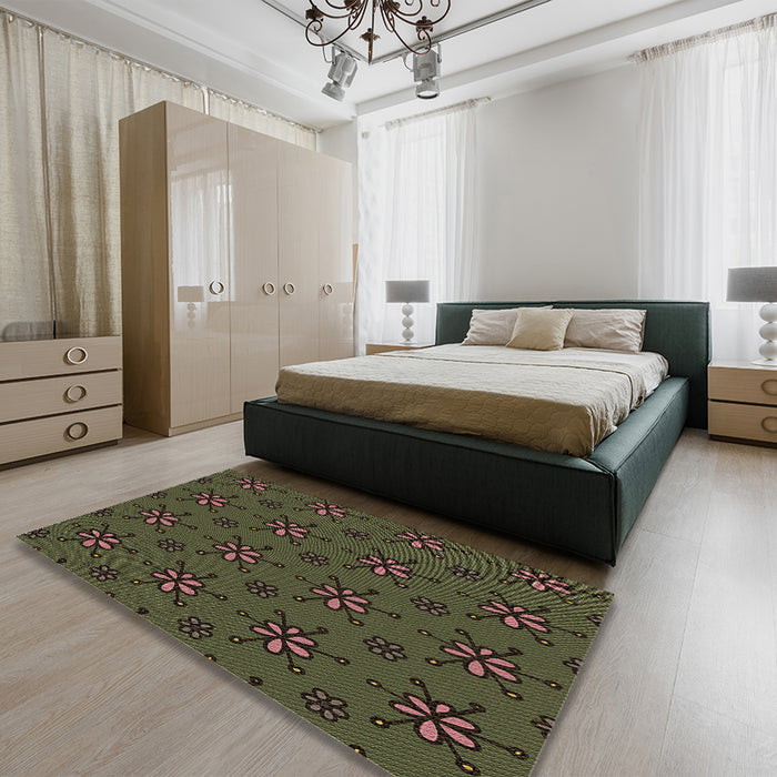 Patterned Oak Brown Rug in a Bedroom, pat2935brn