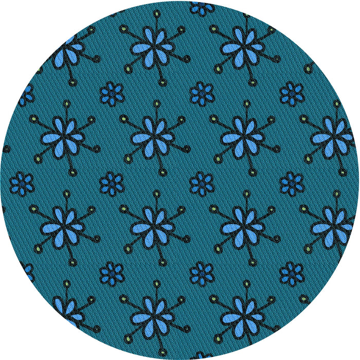 Square Patterned Dark Turquoise Green Rug, pat2935lblu