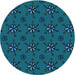 Square Patterned Dark Turquoise Green Rug, pat2935lblu