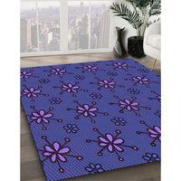 Patterned Denim Dark Blue Rug, pat2935pur