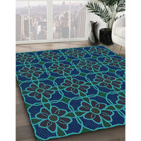 Patterned Night Blue Rug, pat2936lblu