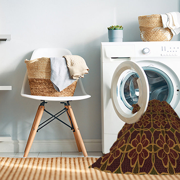 Machine Washable Transitional Dark Bisque Brown Rug in a Washing Machine, wshpat2936org