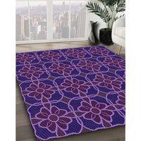 Patterned Dark Orchid Purple Rug, pat2936pur